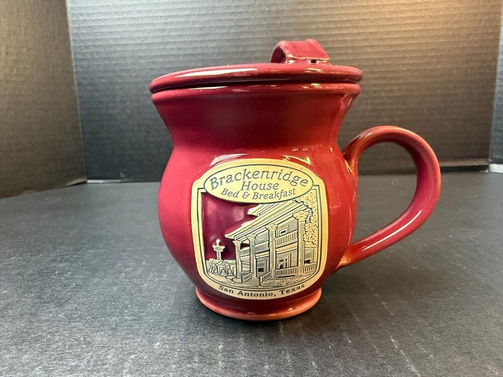 Deneen Pottery Pot Belly Mug w/Lid Brackenridge House B & B San Antonio, TX